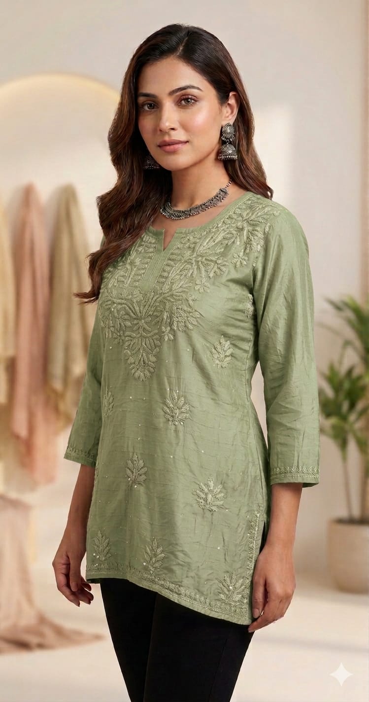 Chanderi Short dyeable kurti