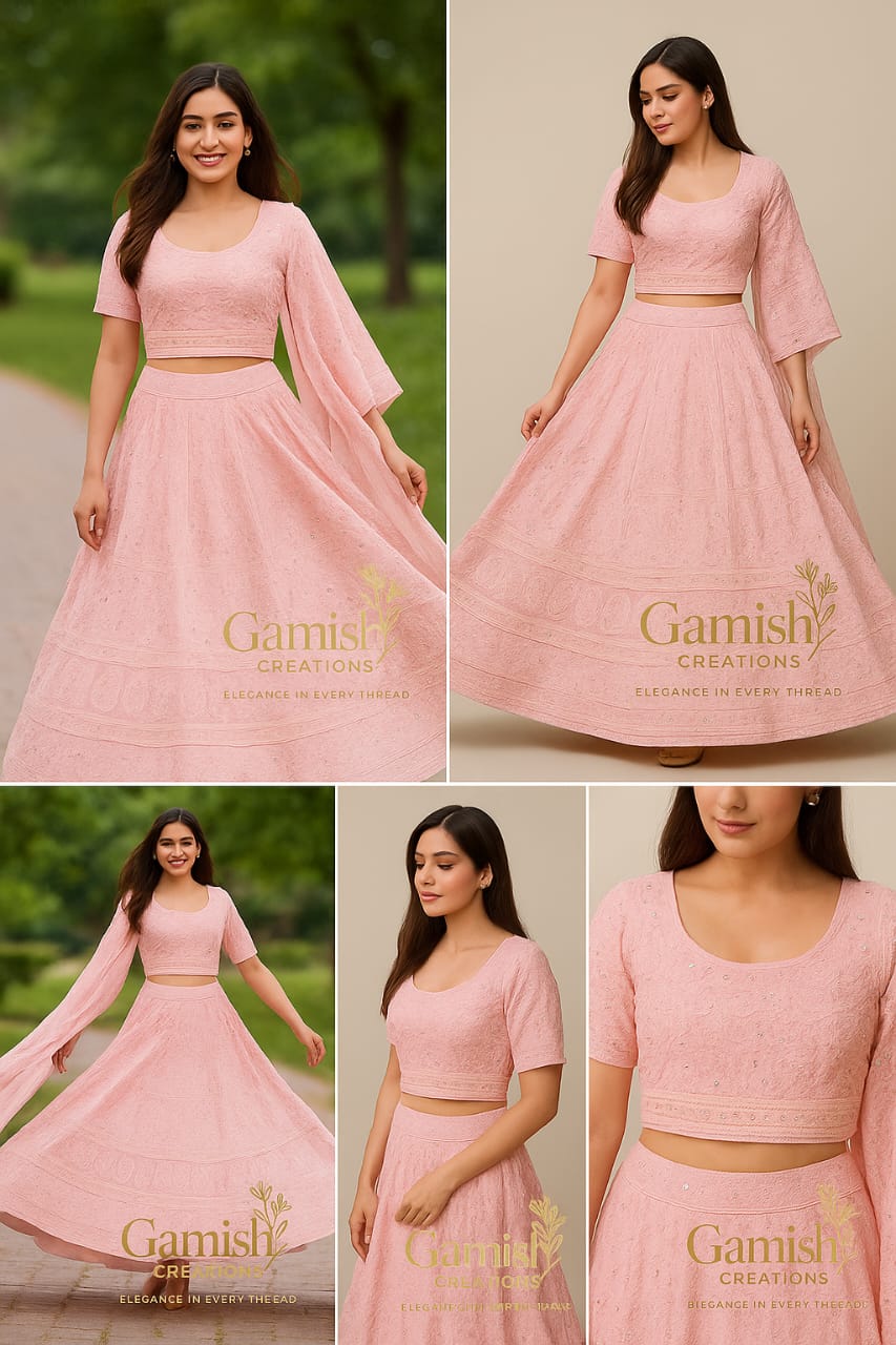 Lengha - Viscose gota patti with mirror work