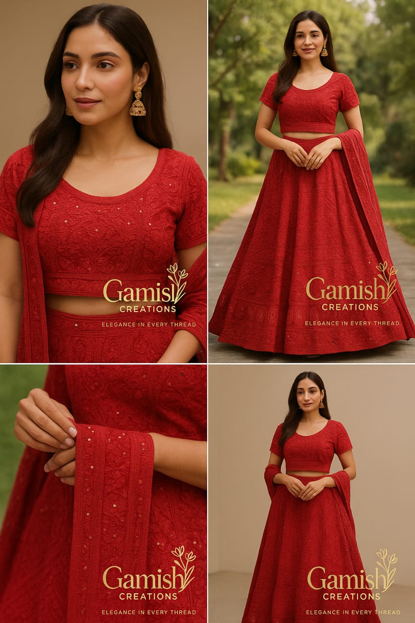 Lengha - Viscose gota patti with mirror work