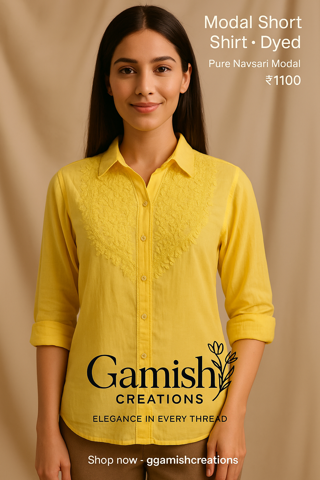 Modal Short Shirt - Dyeable (Pure Navsari Modal)