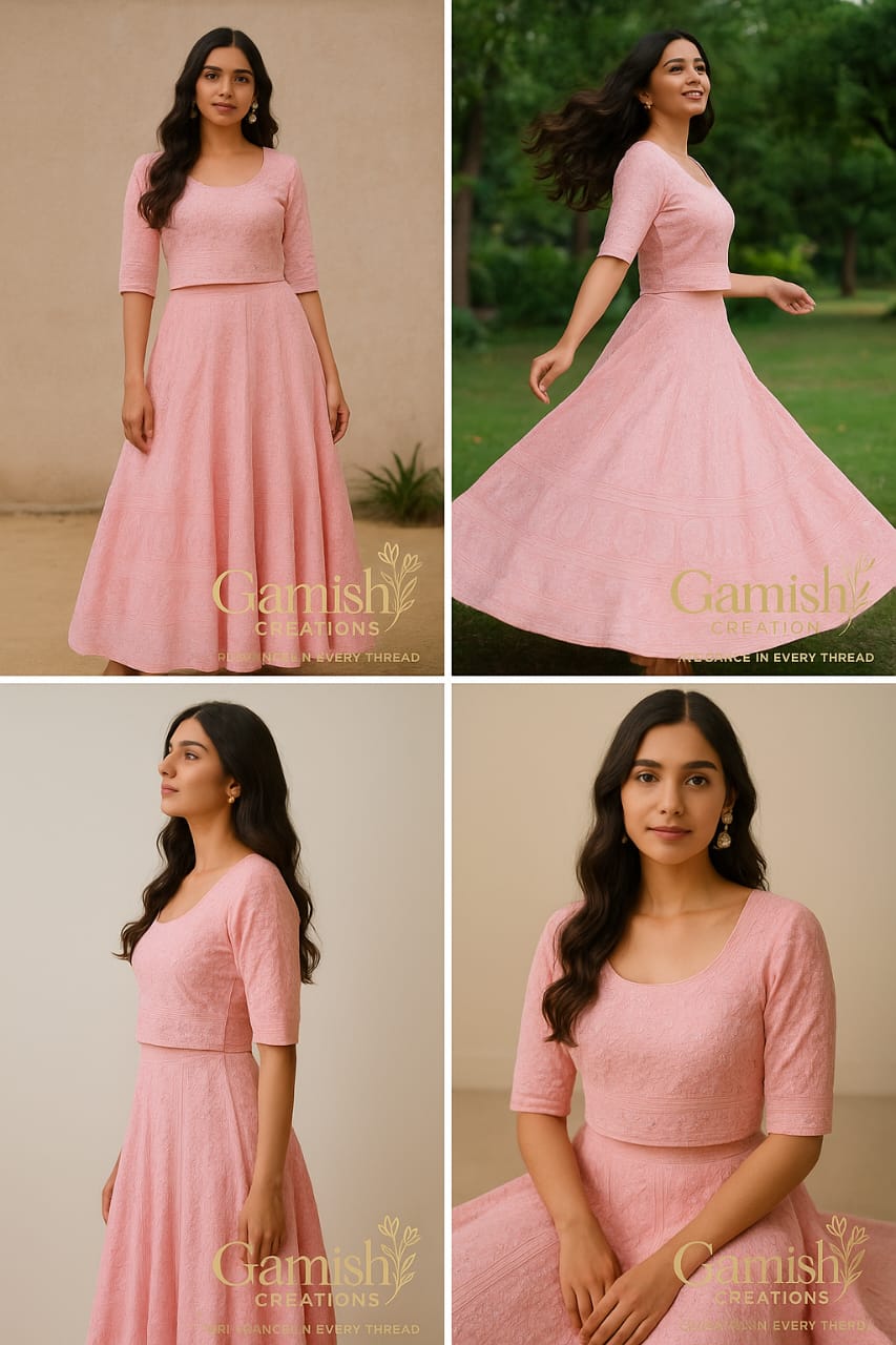 Lengha - Viscose gota patti with mirror work