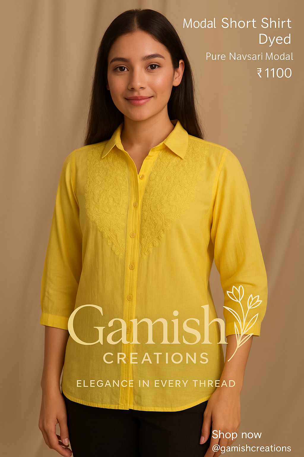 Modal Short Shirt - Dyeable (Pure Navsari Modal)