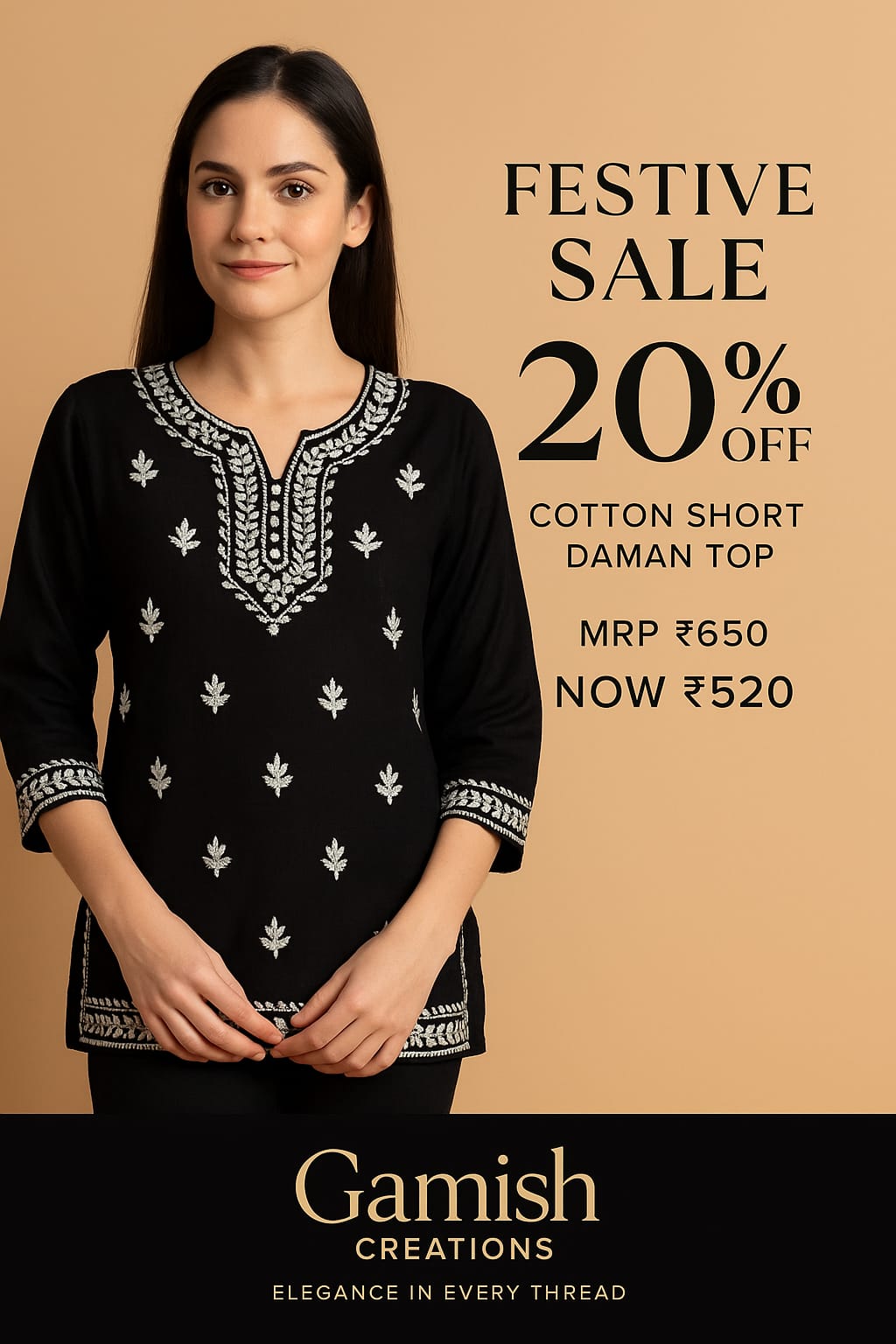 Cotton Short Daman Kurti
