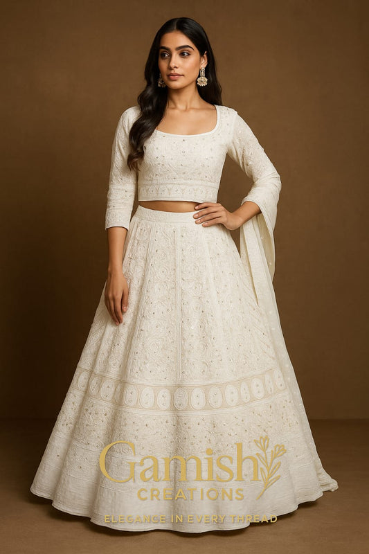 Lengha - Viscose gota patti with mirror work