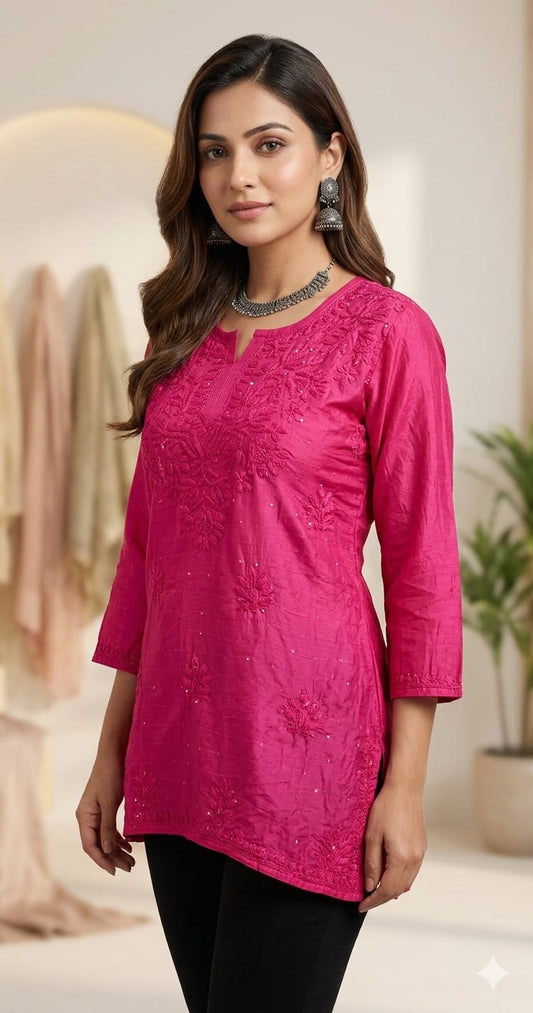 Chanderi Short dyeable kurti