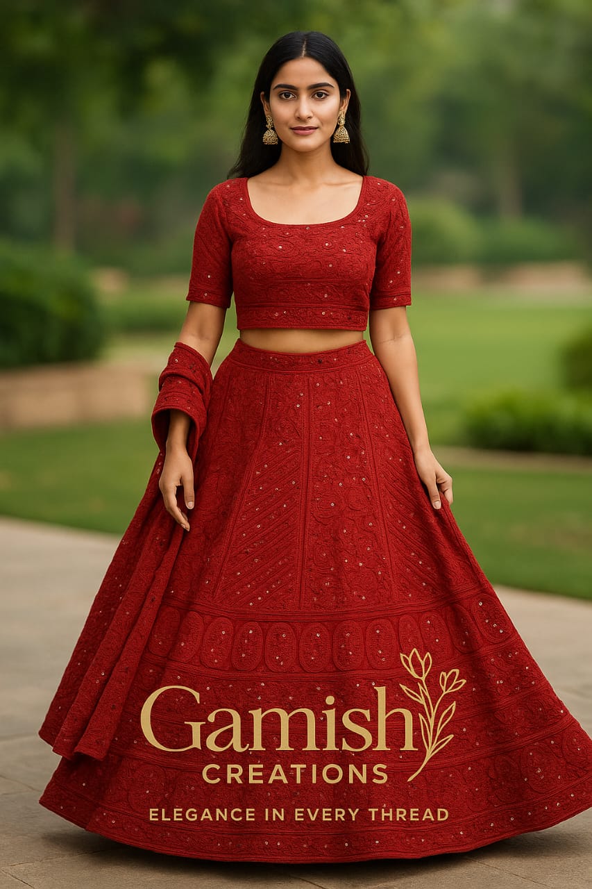 Lengha - Viscose gota patti with mirror work