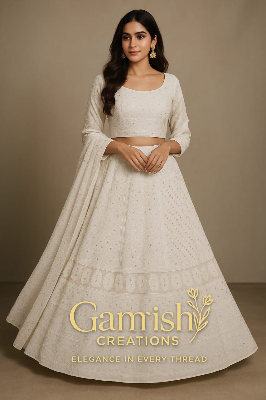 Lengha - Viscose gota patti with mirror work