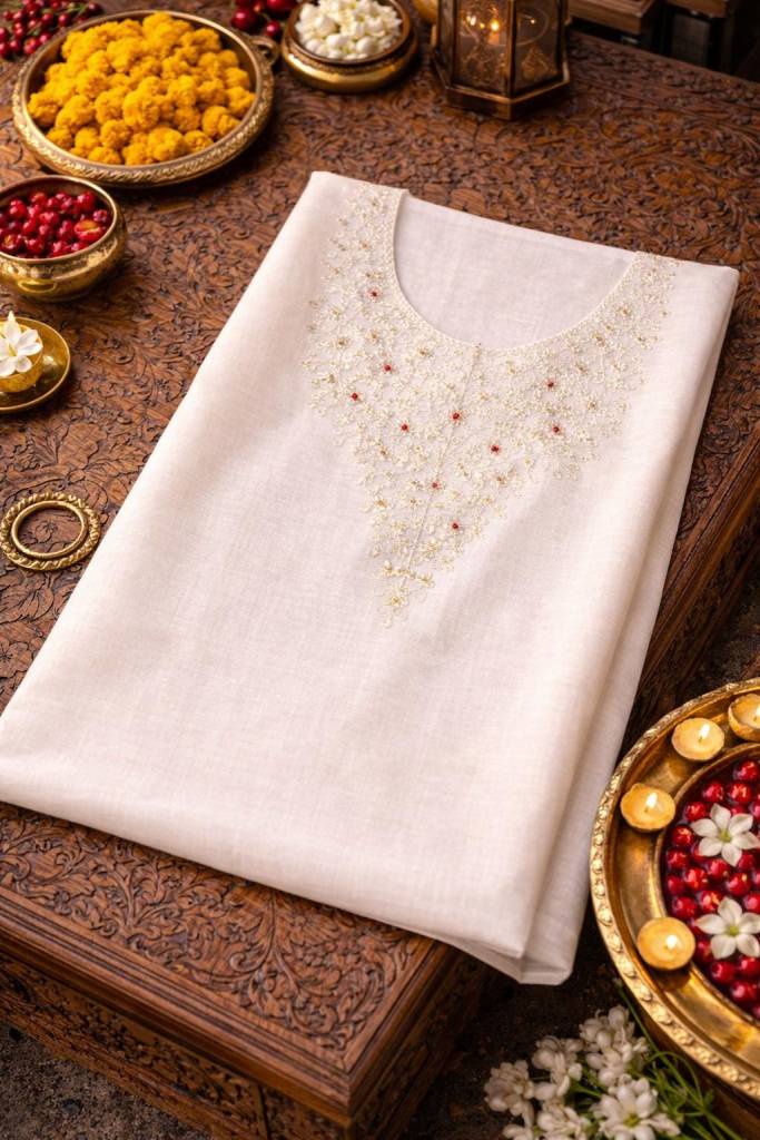 Handmade Chanderi cotton Unstitched Kurti | Jari Embroidered Tunic “Hurry up Limited piece available"