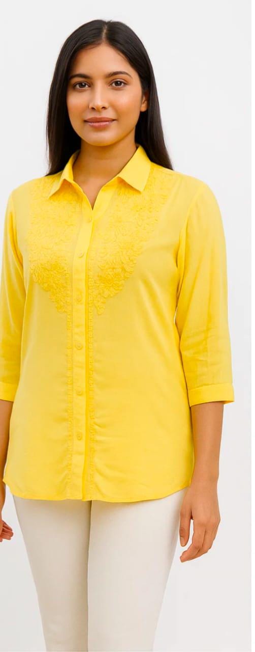 Handmade Cotton Modal Short Shirt | Chikankari Embroidered Tunic |Summer Wear|Boho Style "Limited Edition" - Image 4