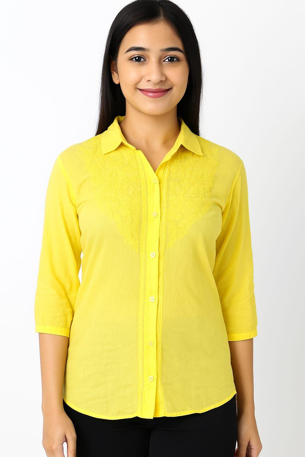 Handmade Cotton Modal Short Shirt | Chikankari Embroidered Tunic |Summer Wear|Boho Style "Limited Edition" - Image 8