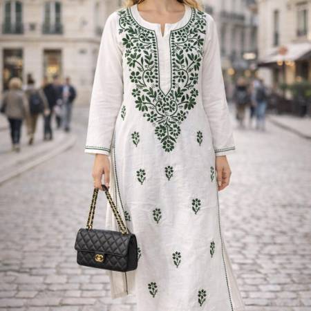 Handmade Cotton Kurti with Chikankari Embroidery | Jaipuri Fusion Summer Wear