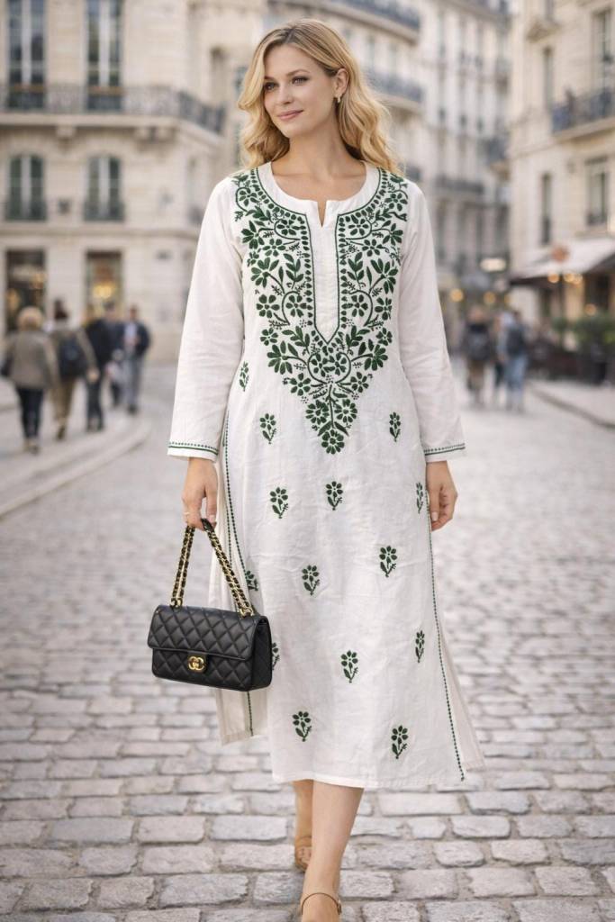 Handmade Cotton Kurti with Chikankari Embroidery | Jaipuri Fusion Summer Wear