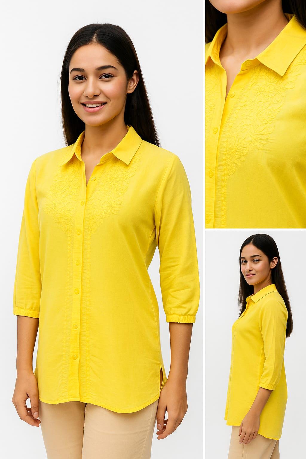 Handmade Cotton Modal Short Shirt | Chikankari Embroidered Tunic |Summer Wear|Boho Style "Limited Edition" - Image 9