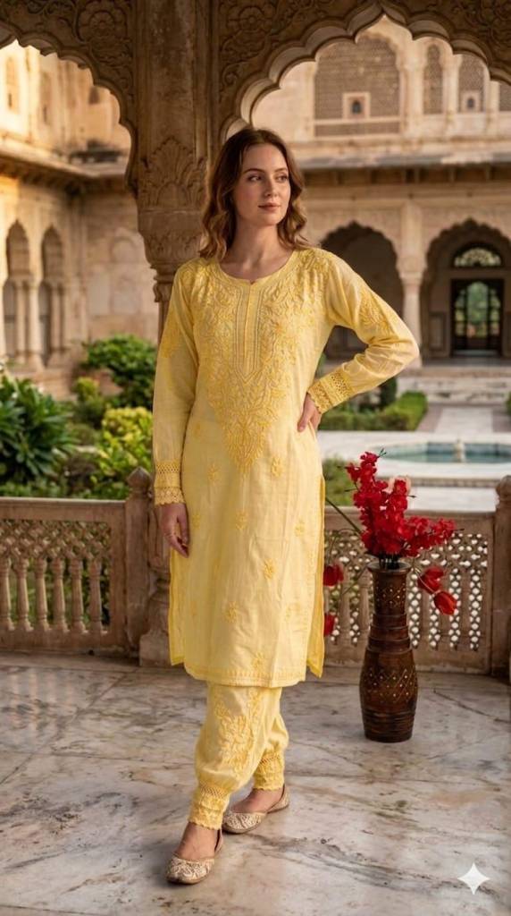Embroidered Premium Afghani Set dyed | Lucknowi Chikankari Embroidery|Summer Wear|