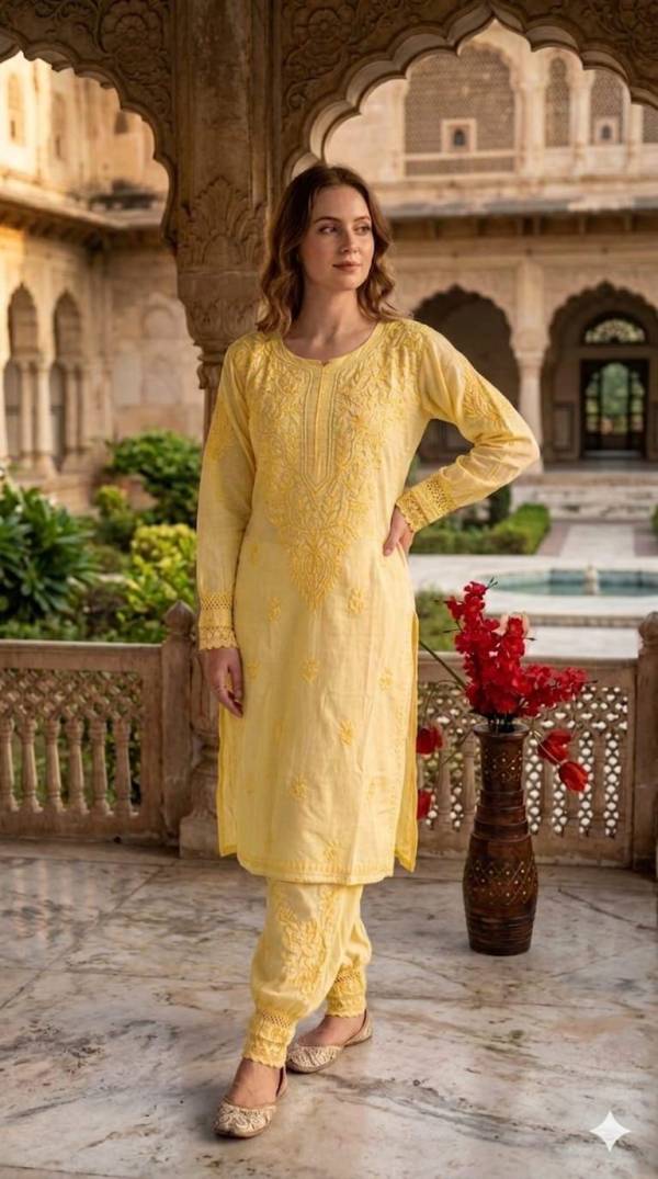 Embroidered Premium Afghani Set dyed | Lucknowi Chikankari Embroidery|Summer Wear|