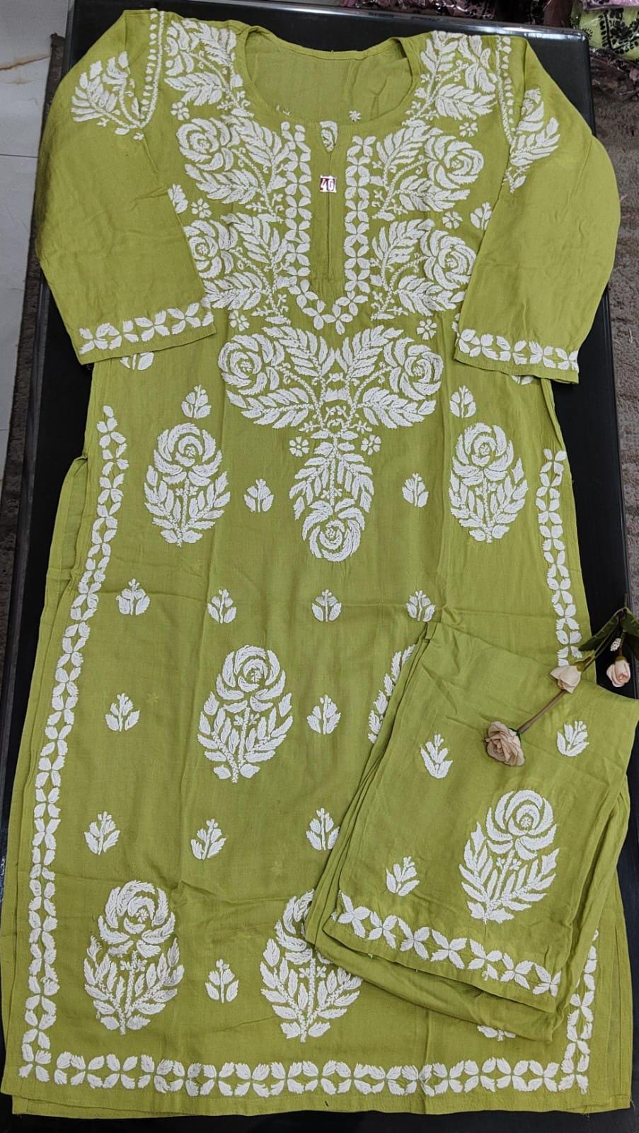 Embroidered Exclusive Pure Modal kurti plazo set | Lucknowi Chikankari Embroidery|Summer Wear - Image 2