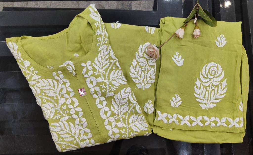 Embroidered Exclusive Pure Modal  kurti plazo set  | Lucknowi Chikankari Embroidery|Summer Wear