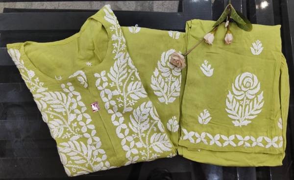 Embroidered Exclusive Pure Modal kurti plazo set | Lucknowi Chikankari Embroidery|Summer Wear