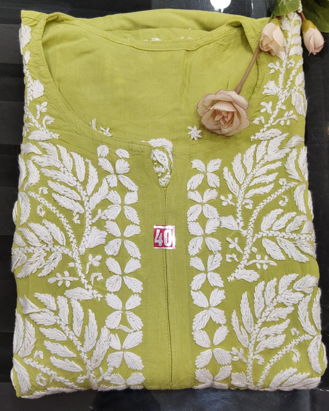 Embroidered Exclusive Pure Modal kurti plazo set | Lucknowi Chikankari Embroidery|Summer Wear - Image 3