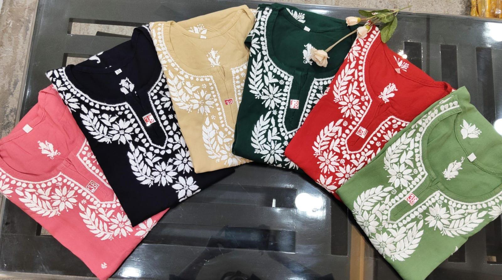 Embroidered heavy quality short top with fine Chikankari hand work |Lucknowi Chikankari Embroidery|Summer Wear - Image 6