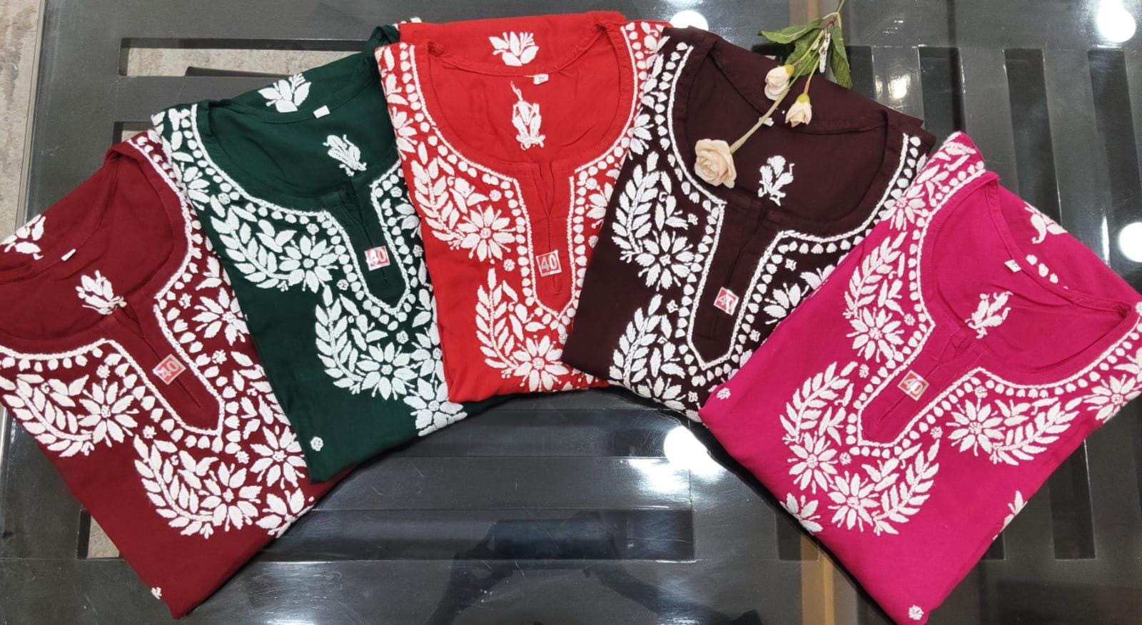 Embroidered heavy quality short top with fine Chikankari hand work |Lucknowi Chikankari Embroidery|Summer Wear - Image 10