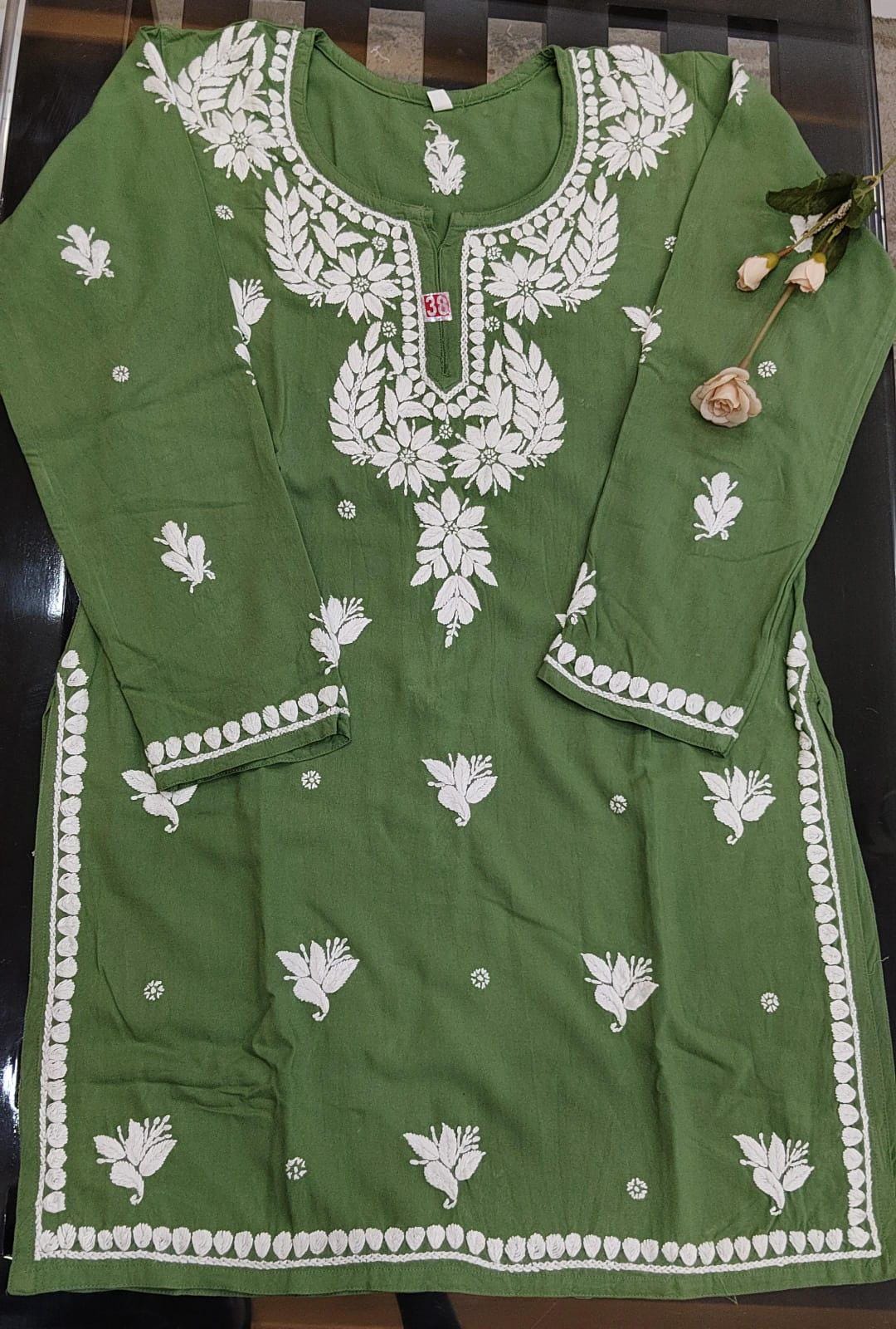 Embroidered heavy quality short top with fine Chikankari hand work |Lucknowi Chikankari Embroidery|Summer Wear - Image 4