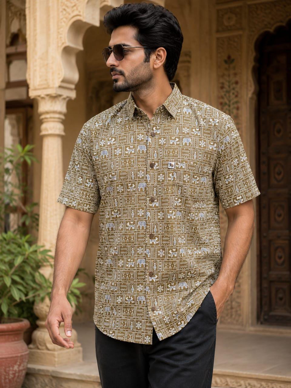 Men's Jaipur Print Cotton Shirt | Ethnic Casual Wear - Image 5