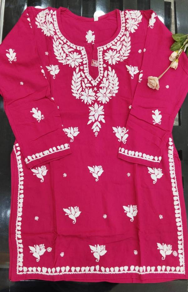 Embroidered heavy quality short top with fine Chikankari hand work |Lucknowi Chikankari Embroidery|Summer Wear