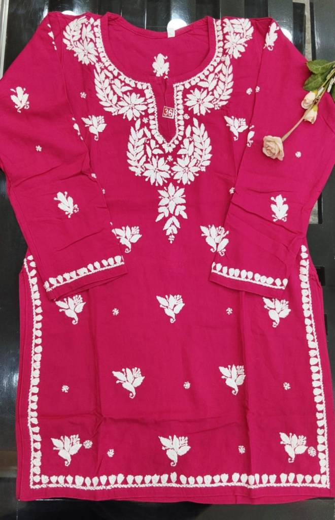 Embroidered heavy quality short top with fine Chikankari hand work |Lucknowi Chikankari Embroidery|Summer Wear