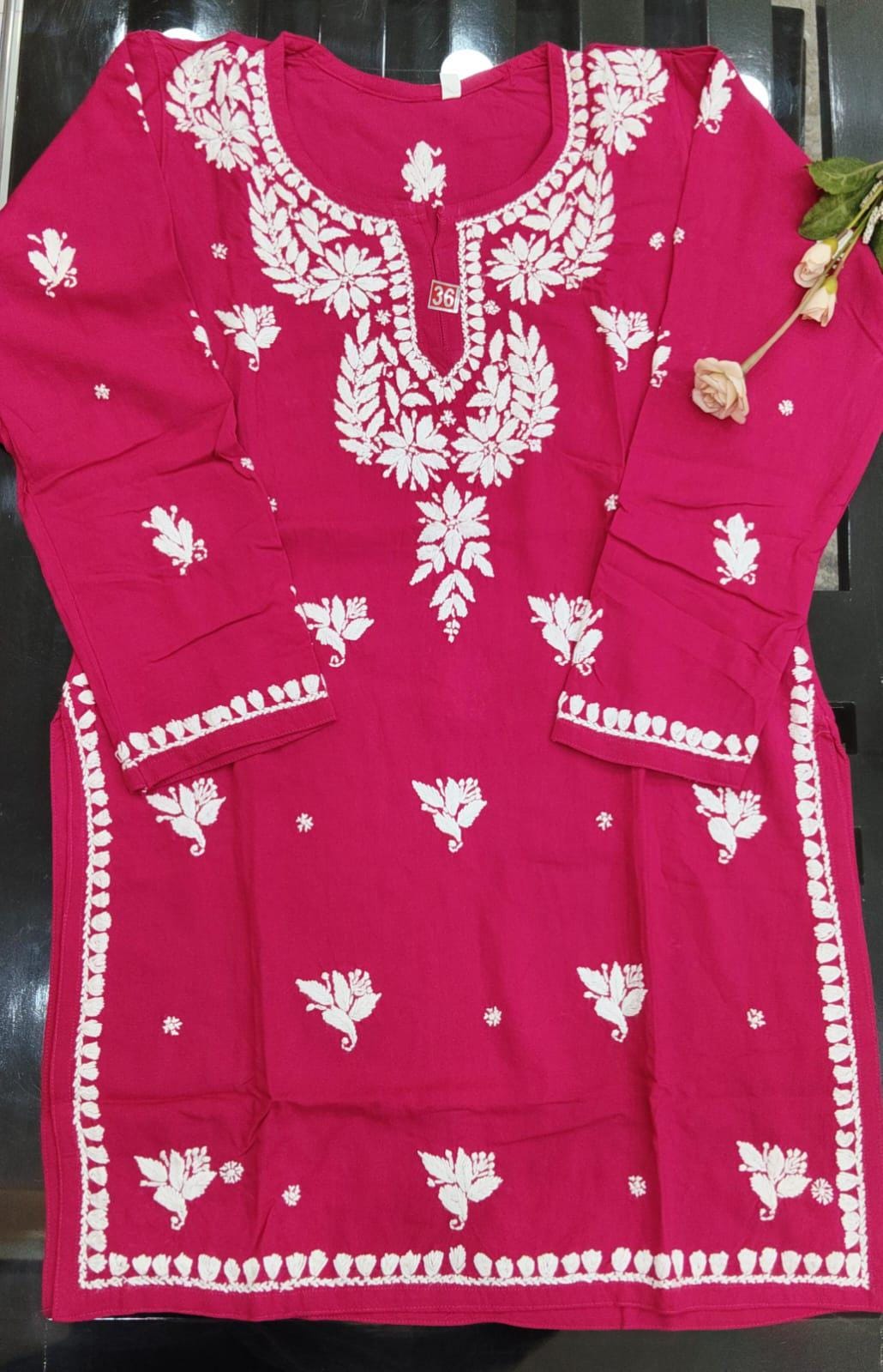 Embroidered heavy quality short top with fine Chikankari hand work |Lucknowi Chikankari Embroidery|Summer Wear